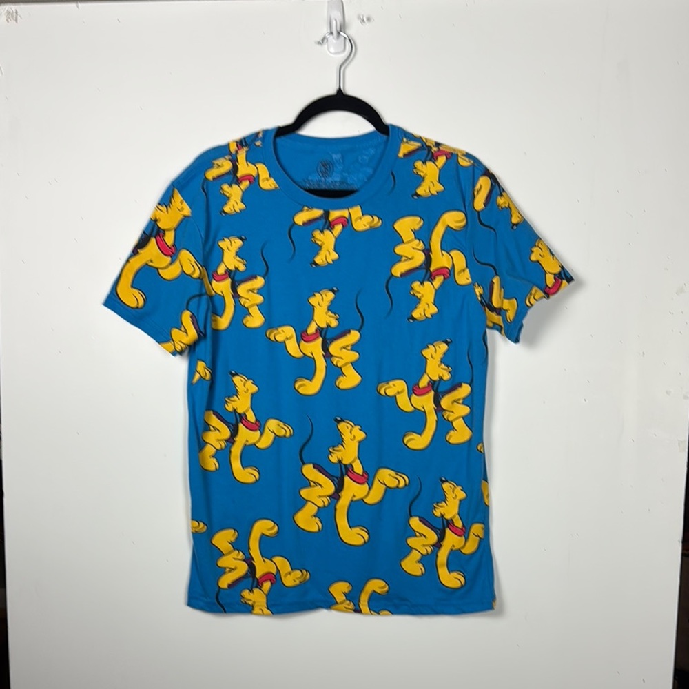 Blue Graphic Tee with Yellow Cartoon Print Sz S 
PLUTO